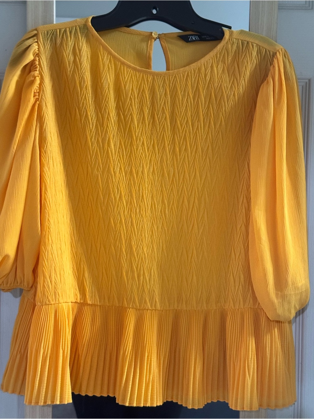 Zara Mustard Textured Peplum Blouse